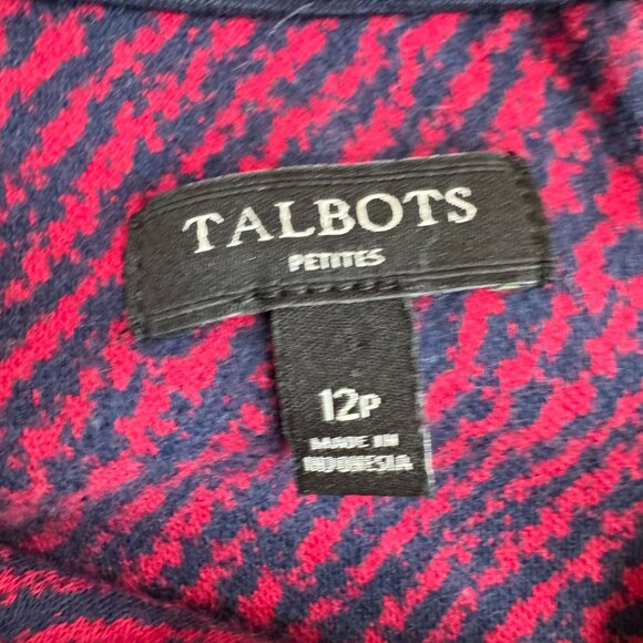 Talbots Ponte Midi Dress‎ Zip Contrast Zip Career Stretch Short Sleeve Knit 12P - Picture 6 of 8